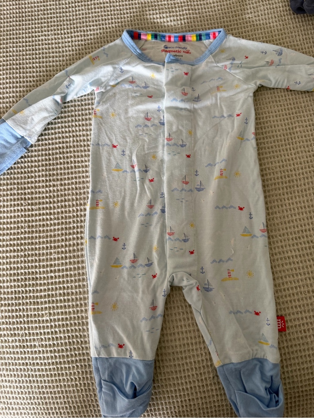 Magnetic Me Light Blue Nautical Sailboat Footed One-Piece